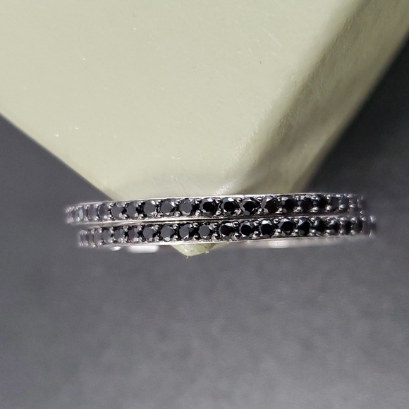 Sterling Silver 925 Onyx Hoop Earrings - Picture 5 of 6